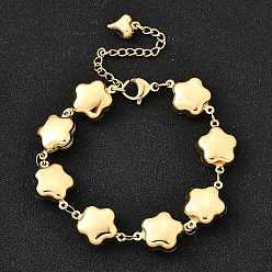 Цветок 304 браслеты из нержавеющей стали ссылка для женщин, золотые, цветок, 7-1/2 дюйм (19 см)