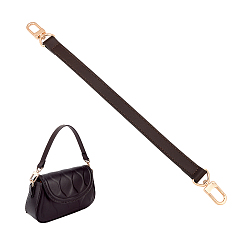 Black Imitation Leather Bag Handles, with Alloy Swivel Clasps, for Bag Straps Replacement Accessories, Black, 38.5x1.85x0.3cm