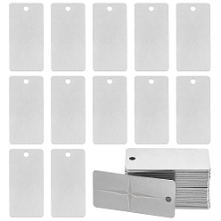 Нержавеющая Сталь Цвет 30шт. 304 большие подвески из нержавеющей стали, штамповка пустой метки, лазерная резка, прямоугольные, цвет нержавеющей стали, 50x25x1 мм, отверстие : 3.5 мм