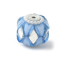 Небесно-голубой Прозрачные акриловые бусины, круглые, абс пластик перламутровый и стекло и сплав, для ручек с бусинами, брелки, ювелирные изделия и ремесла, голубой, 20x19x18.5 мм, отверстие : 2.4 мм