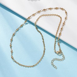 Золотой 304 ожерелья из цепочек с шариками из нержавеющей стали с текстурой, золотые, 17.80 дюйм (45.2 см)