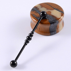 Stick 304 длинные серьги-штанги из нержавеющей стали для хрящей, чёрные, придерживаться, 38x5 мм, штифты : 1.6 мм