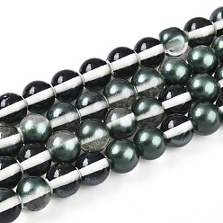 Темно-серый Запекание окрашенные прозрачные стеклянные бусины нити, круглые, два тона, темно-серый, 8~8.5 мм, отверстие : 1 мм, около 103~107 шт / нитка, 30.71~32.28 дюйм (78~82 см)