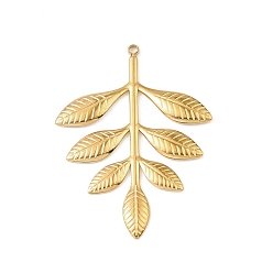 Золотой 304 подвески из нержавеющей стали, лист прелести, золотые, 41.5x31.5x1.5 мм, отверстие : 1.6 мм