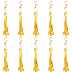 Желтый 10шт. искусственная кожа с застежками из светло-золотистого сплава, кисточками и большими подвесками., желтые, 150 мм