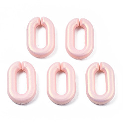 Misty Rose Spray Painted Acrylic Linking Rings, Rubberized Style, Quick Link Connectors, for Cable Chains Making, Faceted, Oval, Misty Rose, 15x9x3mm, Inner Diameter: 8x3mm, about 2100pcs/500g