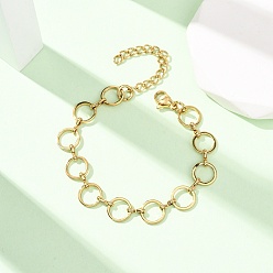 Золотой 304 Браслеты из нержавеющей стали с круглыми звеньями для женщин, золотые, 6.42 дюйм (16.3 см)