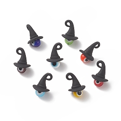 (52) Непрозрачная лаванда Круглые подвески лэмпворк ручной работы от сглаза, с выводами из сплава на тему хэллоуина, 3 d волшебная шляпа, разноцветные, 16x11 мм, отверстие : 1.5x2 мм