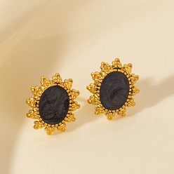 Золотой 304 серьги-гвоздики из нержавеющей стали в форме подсолнуха, золотые, 15x13 мм