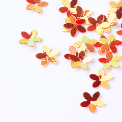 Шоколадный Пластиковые блестки, блестки бисер, цветок, цвет шоколада, 10x10.5x0.5 мм, Отверстие : 1 мм , около 16000 шт / 500 г