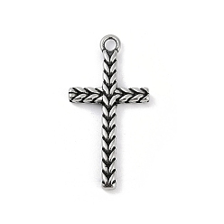 Античное Серебро 316 хирургические подвески из нержавеющей стали, крест очарование, античное серебро, 33.5x17x3 мм, отверстие : 2.3 мм