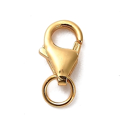 Золотой 925 стерлингового серебра застежкой омар коготь, золотые, 9x4x4 мм, отверстие : 1.5 мм
