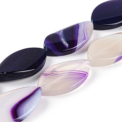 Полосатый Агат Нити натуральных фиолетовых агатовых бусин с полосками, окрашенные, лошадиный глаз , 45x25x8~9 мм, отверстие : 2 мм, около 9 шт / нитка, 16.34 дюйм (41.5 см)