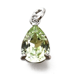 Платина Латунь стекло амулеты, треугольник прелести, с петлей-кольцом, без свинца и без кадмия, стойки покрытие, прочное покрытие, граненые, платина, 10.5x6.5x5 мм, отверстие : 3 мм