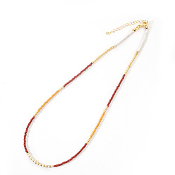 Темно-Красный Винтажное короткое разноцветное ожерелье из стеклянных бус, темно-красный