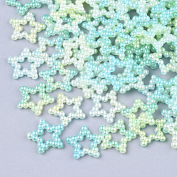 (52) Непрозрачная лаванда Радуга ABS пластик имитация жемчуга кольца, градиент русалка жемчужина, звезда, разноцветные, 11.5x12x2 мм, внутренняя мера: 3x3 мм, около 1000 шт. / пакет