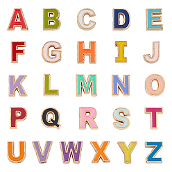 Letter A~Z Alloy Enamel Beads, Alphabet, Cadmium Free & Lead Free, Mixed Color, Light Gold, Letter A~Z, Total: 26pcs/set, 1set/box