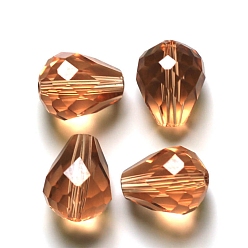 PeachPuff Imitation Austrian Crystal Beads, Grade AAA, Faceted, Drop, PeachPuff, 8x10mm, Hole: 0.9~1mm
