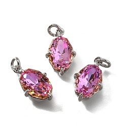 Орхидея Латунь прелести, овальные, со стеклом и петлей, долгоиграющий, без свинца и без кадмия, платина, граненые, сиреневые, 13.5x8.5x4.5 мм, отверстие : 2 мм