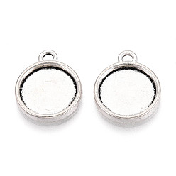 Античное Серебро Сеттинги для кабошонов или кулона, сплав, тибетский стиль , односторонний, без кадмия и без свинца, плоско-круглые, античное серебро, лоток : 14 мм, 21x17.5x2.5 мм, отверстие : 2.2 мм