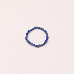 Ляпис-Лазурь Регулируемые кольца на палец из бусин натурального лазурита, стрейч-кольца, внутренний диаметр: 16.2~16.6 мм