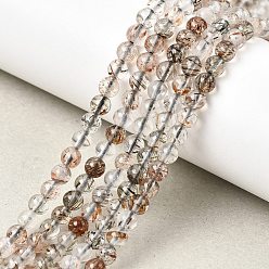 Rutilated Кварц Нити бусин из рутилированного кварца из натурального черного золота, круглые, 4.5 мм, отверстие : 0.6 мм, около 89~105 шт / нитка, 15.20~15.35'' (38.6~39 см)