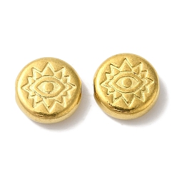 Золотой 304 из нержавеющей стали бусы, плоские круглые с глаз, золотые, 8x3 мм, отверстие : 1 мм