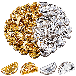 (52) Непрозрачная лаванда 100шт. 2 цвета сплав кристалл стразы распорки, полукруглый, разноцветные, 7x12.5x3.5 мм, отверстие : 1.5 мм, 50 шт / цвет