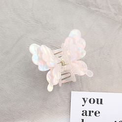 White Butterfly Acrylic Claw Hair Clips, Hair Accessories for Women & Girls, White, 65x58x42mm