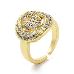 Настоящее золото 18K Открытые женские манжеты из латуни с цирконием, без кадмия, без никеля и без свинца, реальный 18 k позолоченный, 7~22 мм, размер США 12 3/4 (22 мм)