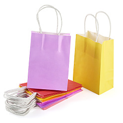 (52) Непрозрачная лаванда 12 шт. 6 Цвета: однотонные пакеты из крафт-бумаги, подарочные пакеты, сумки для покупок, с ручками из бумажного шпагата, прямоугольные, разноцветные, 15x11x6 см, 2 шт / цвет