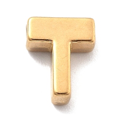 Letter T Ионное покрытие (ip) 304 брелоки из нержавеющей стали, буквенное очарование, реальный 18 k позолоченный, Письмо T, 9.5x7.5x3 мм, отверстие : 1.6 мм