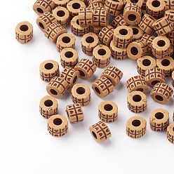 Перу Имитация деревянных акриловых европейских шариков, бусины с большим отверстием, колонка, Перу, 8x6 мм, Отверстие : 4 мм , около 2000 шт / 500 г