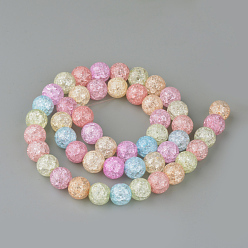 Colorful Synthetic Crackle Quartz Beads Strands, Round, Dyed, Colorful, 10mm, Hole: 1mm, about 40pcs/strand, 15.7 inch