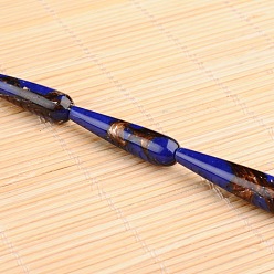 Blue Assembled Dyed Synthetic Imperial Jasper and Bronzite Beads Strands, teardrop, Blue, 40x6 ~10mm, Hole: 1mm, about 10pcs/strand, 15.7 inch