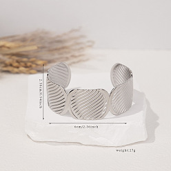 Нержавеющая Сталь Цвет 304 женские браслеты-манжеты из нержавеющей стали, овальные, цвет нержавеющей стали, внутренний диаметр: 2-3/8 дюйм (6 см)