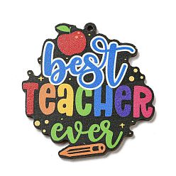 Слово Дерева кулон, тема дня учителя, слово, 44.5x43x2.5 мм, отверстие : 1.6 мм