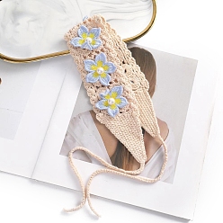 Licht Himmel blau Blumen-Kopftuch, Boho Gänseblümchen Häkelstirnband, Dreieckiges Kopftuch, gestricktes Bandana-Haarzubehör, für weibliche Mädchen, Licht Himmel blau, 60 mm