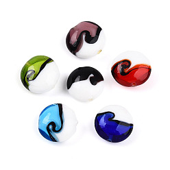 (52) Непрозрачная лаванда Бусины лэмпворк , плоско-круглые, два тона, разноцветные, 19.5~21x10~11 мм, отверстие : 1.4~2.2 мм