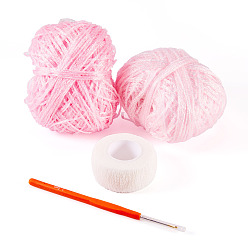 (52) Непрозрачная лаванда 2 мотки полиэфирной пряжи, с 1 рулоном нетканого материала и 1 крючками для вязания из поликарбоната и триплекса, разноцветные, 2 мм