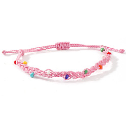  Стеклянные бусины плетеные браслеты из бисера, регулируемые плетеные браслеты из волоконного шнура для женщин, внутренний диаметр: 11 дюйм (28 см)