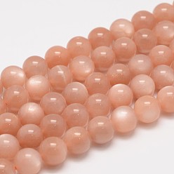 PeachPuff Natural Sunstone Beads Strands, Grade A, Round, PeachPuff, 10mm, Hole: 1mm, about 40pcs/strand
