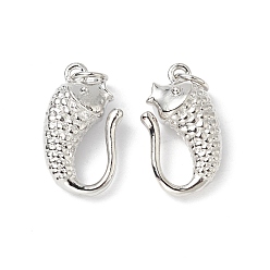 Platinum Rack Plating Brass Hook Clasps, Long-Lasting Plated, Cadmium Free & Lead Free, Fish, Platinum, 16x9.5x6mm, Hole: 3.2mm