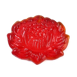Красный Стеклянные подвески, лотоса прелести, красные, 22x27x6 мм, отверстие : 1.4 мм
