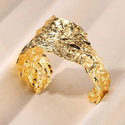 Настоящее золото 18K 304 из нержавеющей стали манжеты браслеты, широкие браслеты для женщин, текстура, реальный 18 k позолоченный, 1-5/8 дюйм (4.2 см), внутренний диаметр: 63x51 мм