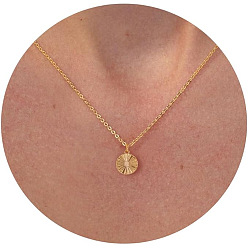 Плоский Круглый Латунные ожерелья с подвесками для женщин, золотые, плоско-круглые, 17.72 дюйм (45 см)