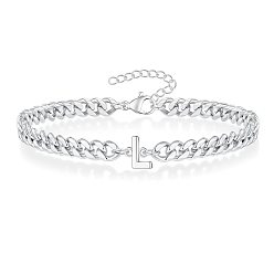 Letter L Письмо 304 браслеты из нержавеющей стали, браслеты-цепочки для мужчин, цвет нержавеющей стали, Письмо L, 7-7/8 дюйм (20 см)