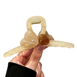 Light Khaki Acrylic Claw Hair Clips, Heart, Light Khaki, 120x55mm