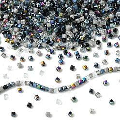 Black 500Pcs Cube Glass Beads, Faceted, Mixed Styles , Black, 4x4x4mm, 500pcs/set