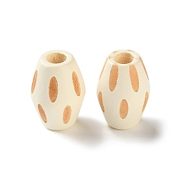 White Schima Wood Carved European Beads, Rhombus, Large Hole Beads, White, 17x12.5mm, Hole: 4.5mm